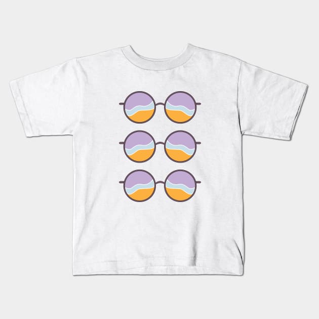 Wavy Sunglasses Triple Kids T-Shirt by Julia Newman Studio
